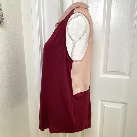 Urban Outfitters Cooperative Sleeveless Blouse Maroon Pink Size Large - Picture 2 of 9